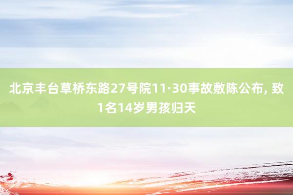 北京丰台草桥东路27号院11·30事故敷陈公布, 致1名14岁男孩归天