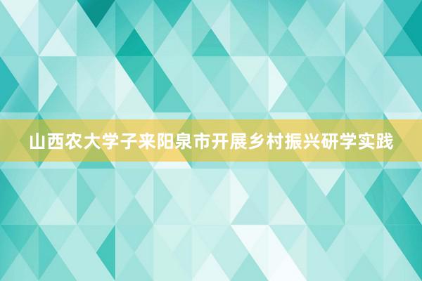 山西农大学子来阳泉市开展乡村振兴研学实践