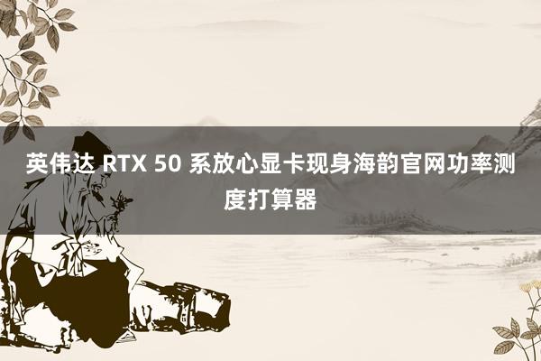 英伟达 RTX 50 系放心显卡现身海韵官网功率测度打算器