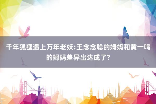 千年狐狸遇上万年老妖:王念念聪的姆妈和黄一鸣的姆妈差异出达成了?