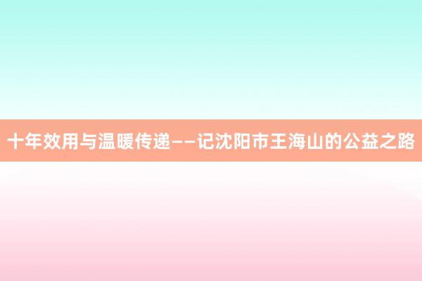 十年效用与温暖传递——记沈阳市王海山的公益之路