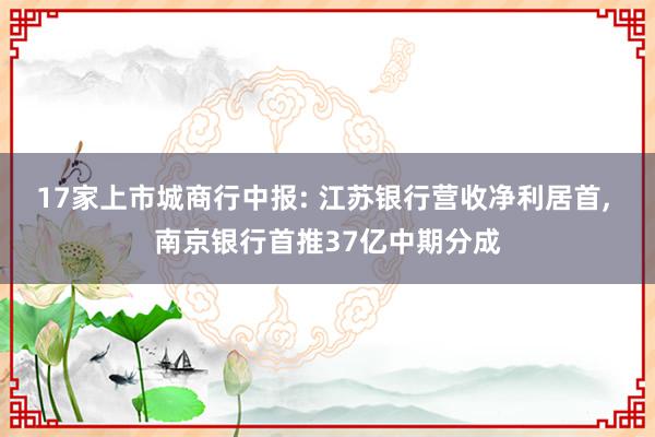 17家上市城商行中报: 江苏银行营收净利居首, 南京银行首推37亿中期分成