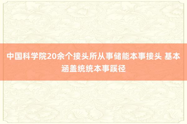 中国科学院20余个接头所从事储能本事接头 基本涵盖统统本事蹊径